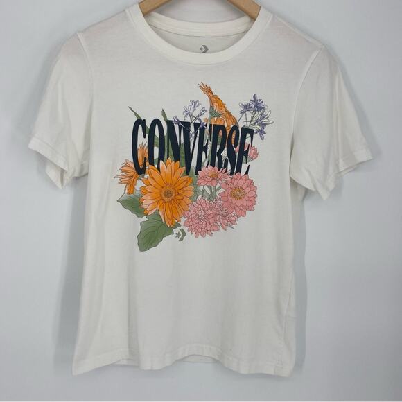 Converse Women’s Floral Graphic T-shirt Activewear Athleisure Workout XS - Picture 1 of 6